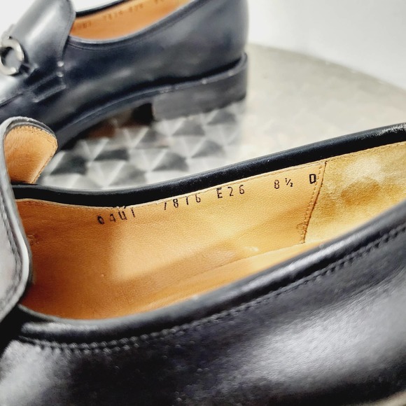 Vintage Salvatore Ferragamo Black Leather Slip on Moccasin Gancini Horsebit 8.5D - Picture 7 of 13